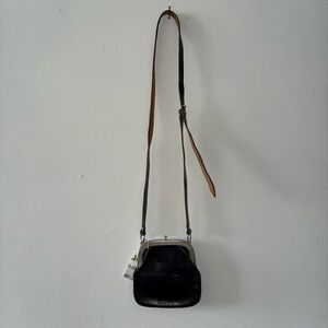 Vintage Black Leather Crossbody Bag